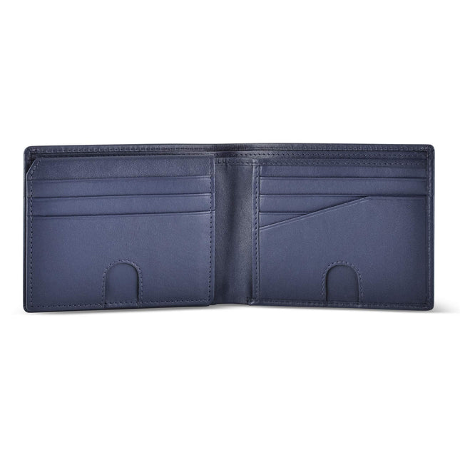Cartera de cuero RFID plegable para hombre con identificación desplegable en color marrón búfalo vintage, azul eléctrico - azul nube, S, moderno