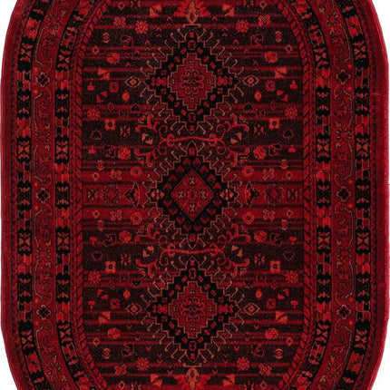 Tapis de la collection Unique Loom Tekke - Sheibani (ovale de 0,99 m x 1,60 m, rouge/noir)
