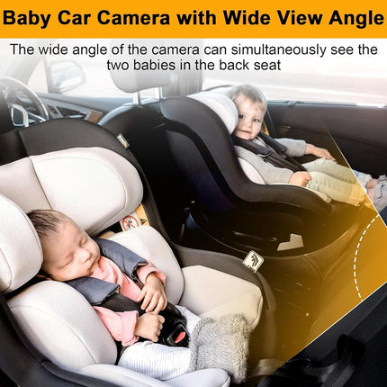 Yakry Baby Car Camera for Backseat - HD 1080P, 170° Wide Angle, Night Vision, 360° Rotation, Safe for Babies, Easy Install, Rear-Facing Baby Car Mirror for Parents