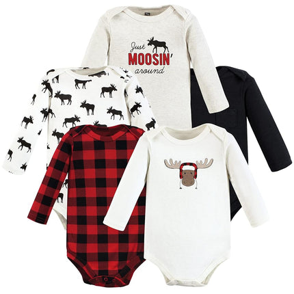 Hudson Baby enterizos de manga larga de algodón unisex para bebé, alce de invierno, 6-9 meses