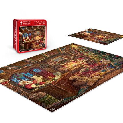 Ceaco - Thomas Kinkade - Santa Checking His List - 1000 Piece Jigsaw Puzzle for Adults - Collectible Tin Case - Finished Size is 26.6 x 19