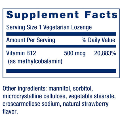 Life Extension B12, 500 Mcg, 100 dissolving lozenges