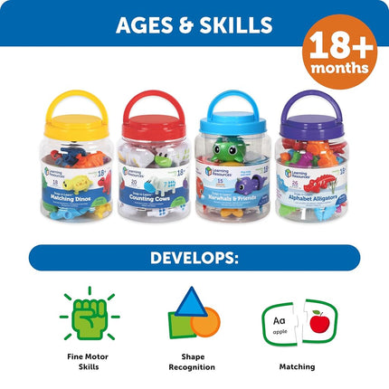 Learning Resources Snap-n-Learn Matching Dinos, Ages 18+ Months, Toddler Dinosaur Toy, Colour & Shape Sorter, Develops Fine Motor Skills