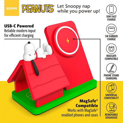 SOAR Peanuts Wireless Charging Station Red Dog House