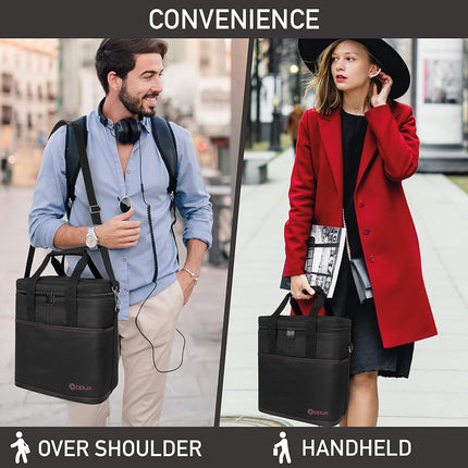 Premium Insulated 6 Bottle Wine Carrier Tote Bag | Travel Bag with Shoulder Strap and Padded Protection | Cooler Bag (Black)