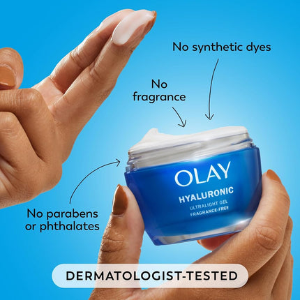 OLAY Regenerist Hyaluronic Acid + Peptide 24 Gel Face Moisturizer for All Day Skin Hydration, Fragrance-Free, 1.7 oz with Niacinamide, includes Whip Travel Size for Dry Skin