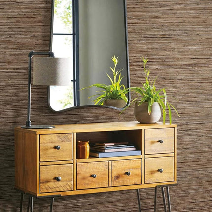 ROOMMATES Brown Faux Grasscloth Self Adhesive Wallpaper