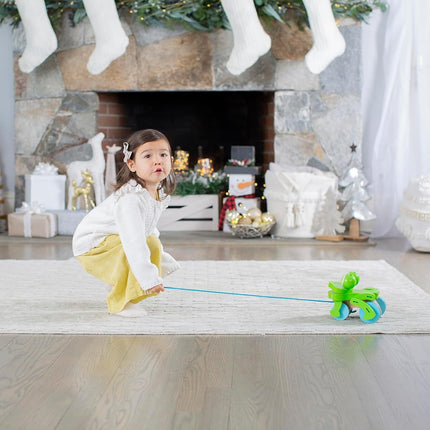 Melissa & Doug First Play Frolicking Frog juguete de arrastre de madera - Juguete de arrastre de pato para el desarrollo para niños pequeños de 1 año en adelante