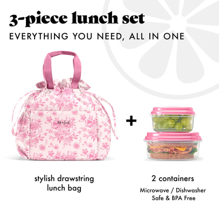 Fit & Fresh Cromwell Cinch Lunch Bag for Women | Insulated Lunch Box with Containers