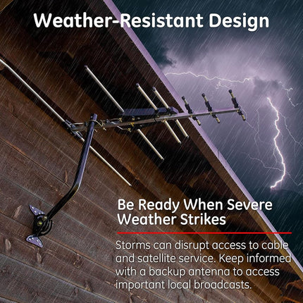 GE Outdoor HD Digital TV Antenna, Long Range OTA HDTV Antenna, Yagi Style Design, Supports 4K 1080P HD Smart TV VHF UHF, J Mount Included for Attic or Outdoor, Weather Resistant, 33685