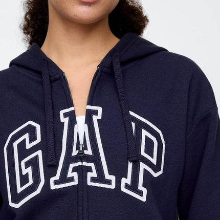 GAP Women's Logo Hoodie Hooded Full Zip Sweatshirt, Navy Uniform Ii, XL