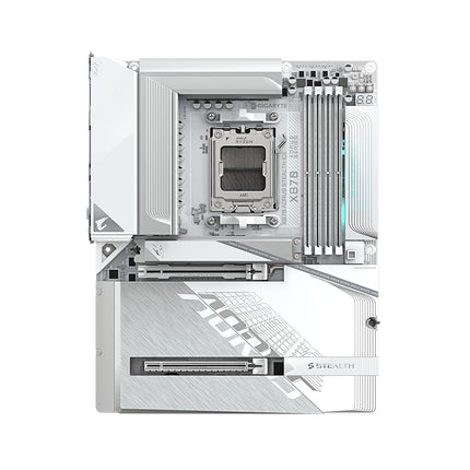 GIGABYTE X870 AORUS Stealth ICE Reverse-Connect ATX Motherboard, Support AMD Socket AM5 Processors, DDR5, 16+2+2 Power Phase, 4X M.2, PCIe 5.0, USB4, WIFI7, 5GbE, PCIe EZ-Latch Plus, 5 Year Warranty