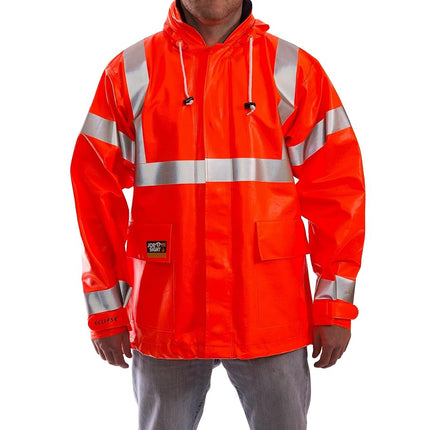 Eclipse J44129.3X ANSI 107 Class 3 Jacket with 2" Silver Reflective Tape, Size 3X, Fluorescent Orange