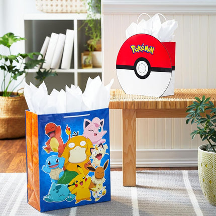 Hallmark Pokémon Gift Bag Bundle (9" Medium PokéBall and 15" Extra Large Pikachu) for Kids, Birthdays, Christmas, Valentine's Day, Halloween