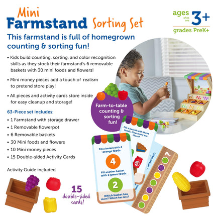 Learning Resources Mini Farmstand Sorting Set, Play Food, Play Kitchen, Sorting Toy, Kitchen Playset, Ages 3+