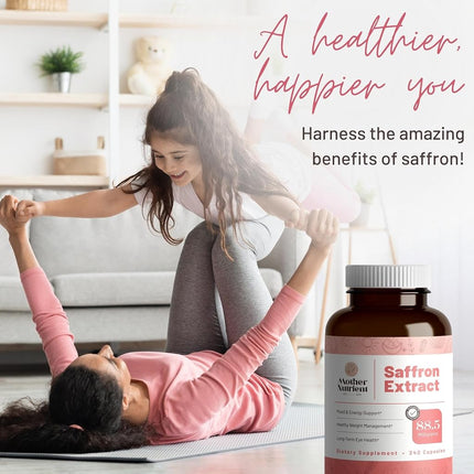 Saffron Supplement with 8825 mg of Saffron Extract, Crocus Sativus. 180 Capsules. Powerful Antioxidant Provides Mood Boost, Heart and Eye Health Support.