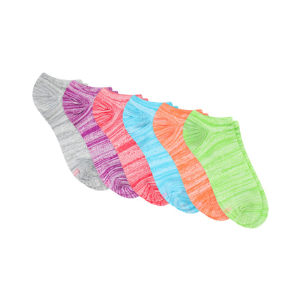 Hanes Women's Lightweight Breathable Super No Show Socks 6 Pair Pack, Pink/Grey Accent Design, Shoe Size: 5-9