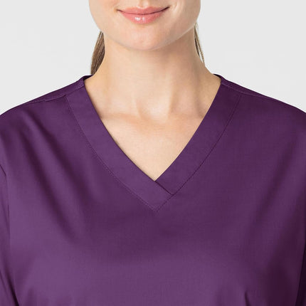 WonderWink Women's V-Neck Top, Eggplant, X-Small