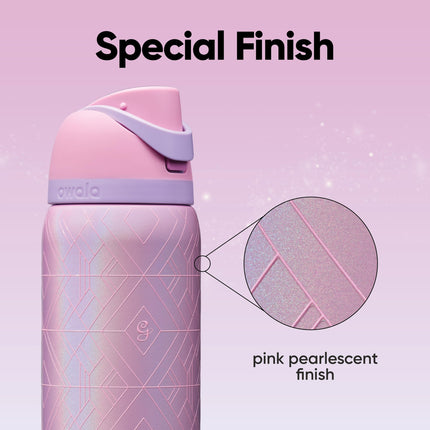 Owala Wicked FreeSip Insulated Stainless Steel Water Bottle with Straw for Sports & Travel, BPA Free Sports Water Bottle, 32 oz, Glinda (Pink)