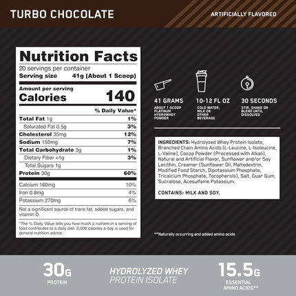 Optimum Nutrition Platinum Hydrowhey Protein Powder, 100% Hydrolyzed Whey Protein Powder, Flavor: Velocity Vanilla, 1.75 Pounds