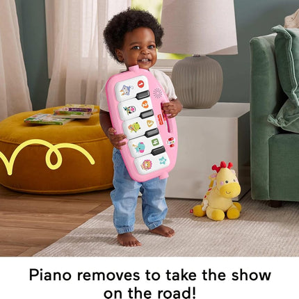 Fisher-Price Baby Activity Mat Glow and Grow Kick & Play Piano Gym, Portable Musical Toy with Smart Stages Learning, Ages 0+ Months, Pink