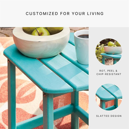 Ashley Furniture Signature Design - Sundown Treasure Outdoor End Table - Hard Plastic - Slat Top - Turquoise