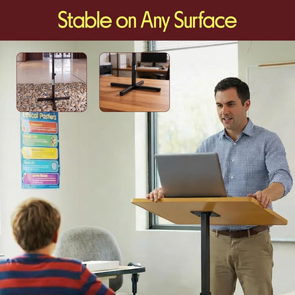 PYLE Portable Floor Lectern Podium Stand-Height Adjustable Steady Standing Design Teacher Speaker Lecture Classroom Presentation Stand, Laptop Computer Book Holder w/Slanted Top Shelf PLCTND44,Black