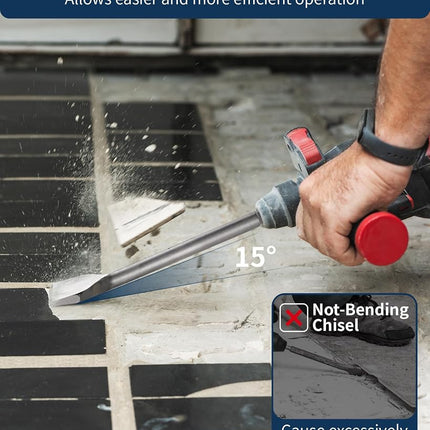 Firecore 2Pcs SDS Plus Chisel 3-inch Wide Cranked Angled Bent Tile Removal Chisel Tool (3''X10'') FS18310, (‎FS18310)