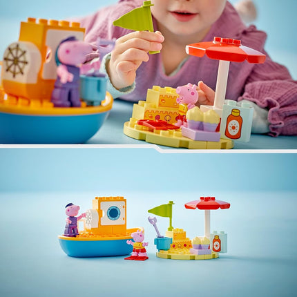 LEGO DUPLO Peppa Pig Boat Trip Toy, Early Development Toddler Toy for 2+ Year Old Boys & Girls, with Two Animal Figures, Spade, Bucket, Umbrella, Summer Activity Set, Treat Idea, Kids' Toys 10432