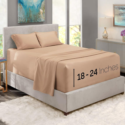 Nestl Twin Bed Sheet Set - Taupe - 3-Piece Extra D