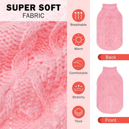 SCENEREAL Knitted Dog Sweater for Large Medium Small Dogs, Cat Dog Winter Coat Warm Sweatershirts Outfits, Classic Pet Clothes with Leash Hole, Soft Pet Knitwear Apparel for Girls Boys, Pink XXXL