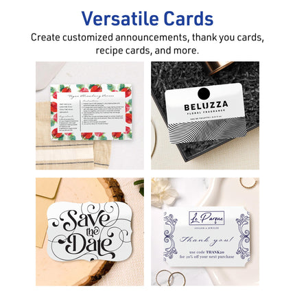 Avery Printable Rectangle Cards, Scalloped Edges, 3.5" x 5", Glossy White Cardstock, Laser/Inkjet, 100 Total, Great for Postcards, Thank You Cards, and More