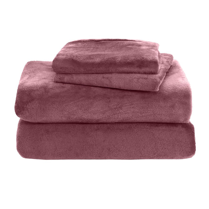 Juego de sábanas de franela de felpa de terciopelo de 4 piezas Elegant Comfort, lujosamente suave - Calidad premium - Cálido y acogedor, antiestático, de terciopelo de franela polar antipeeling con bolsillos profundos - Twin XL, Rosa