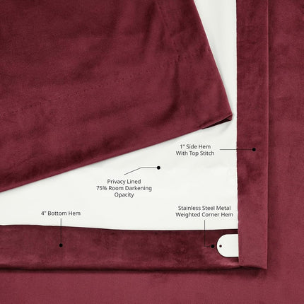 HPD Half Price Drapes Heritage Plush Velvet 84 Inches Long Darkening Curtains for Bedroom & Living Room 50W x 84L, (1 Panel), Dark Merlot, 50" W x 84" L (Pack of 1)