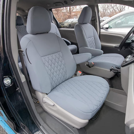 FH GROUP Housses de siège sur mesure en néoprène pour Toyota Sienna 2011-2020 avec insert Neosupreme résistant à l'eau - Ensemble avant CM5020SOLIDGRAY-FRONT-AVC