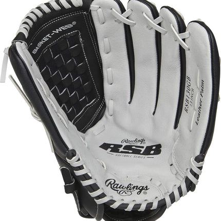 Guante Rawlings Softball Series, Basket Web, 13 pulgadas, lanzamiento con la mano derecha, negro/gris, modelo: RSB130GB-6/0 13 BSK/NFC