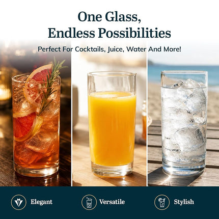 Libbey Heavy Base Tumbler Glasses, 15.5-Ounce, Set of 8