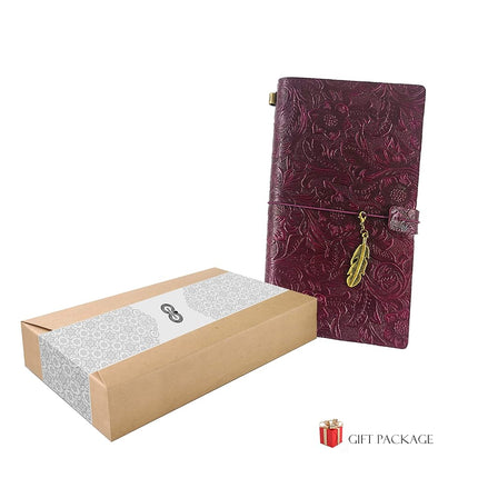 Refillable Leather Journal, Handmade Notebook with Bookmark for Men & Women, Vintage Notebook perfect for writing, gifts, travelers (Purple, Standard)