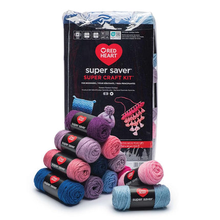 Red Heart Super Saver Yarn Super Craft Kit Gradients, with 12 Pack of 50g/1.7 oz. 4 Medium Worsted Yarn for Knitting & Crocheting, 12 Colors, Perfect for Chunky Sweaters, Blankets, Amigurumi