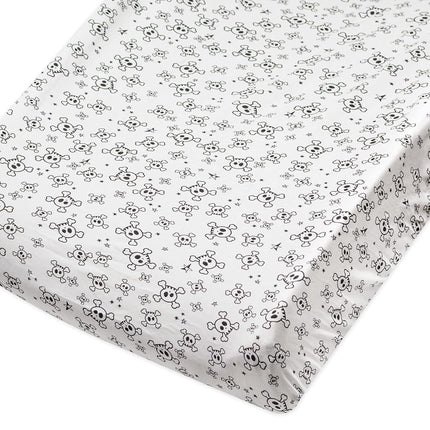 HonestBaby Baby Organic Cotton Changing Pad Covers (Set of Two) Winter Accessory, Tossed Skulls/Black, One Size