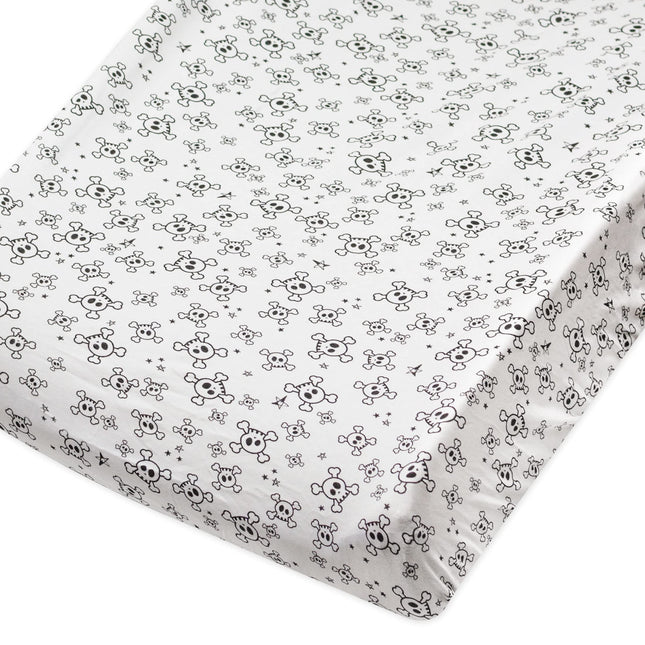 HonestBaby Fundas de algodón orgánico para cambiador (juego de dos) Accesorio de invierno, calaveras estampadas/negro, talla única