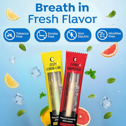 Smokeless Air Inhaler - Smoking Alternative | Tobacco-Free, Nicotine-Free, & Non-Electric | Oral Fixation Relief - Quit Smoking Aid & Vaping Aid | Citrus Mint & Fresh Grapefruit- 6 Pieces