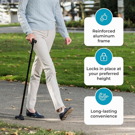 HurryCane Freedom Edition Folding Cane with T Handle, Original Black