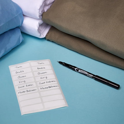 Avery No Iron Clothing Labels, Washer & Dryer Safe, Writable Fabric Labels, 54 Labels, 1 Pack (40720), White, 1/2"x1-3/4"