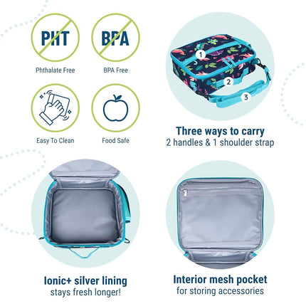 Wildkin ECO rPET Next Gen Lunch Box for Boys and Girls - Durable Exterior and Insulated Interior with Multiple Carrying Options, Keep Your Food Fresh for School & Travel Lunch Box - Darling Dinosaurs