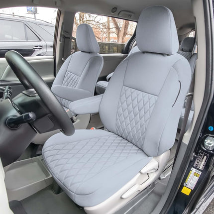 FH GROUP Housses de siège sur mesure en néoprène pour Toyota Sienna 2011-2020 avec insert Neosupreme résistant à l'eau - Ensemble avant CM5020SOLIDGRAY-FRONT-AVC