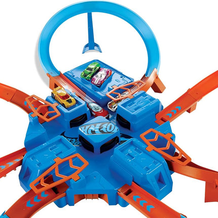 Hot Wheels Criss Cross Crash Motorized Track Set, 4 High Speed Crash Zones, 4-Way Booster, 4 Loops, Includes 1 Die-Cast Vehicle, 4 to 10 Years+, DTN42 - Amazon Exclusive