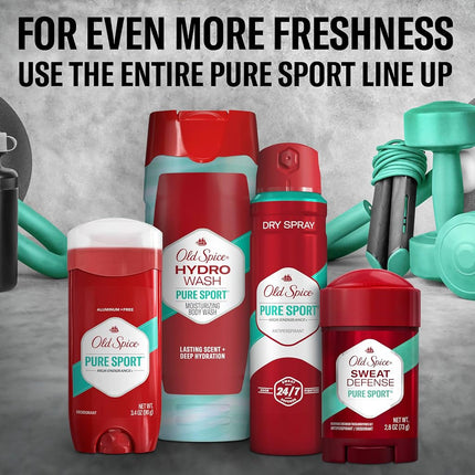 Gel de Ducha Corporal Old Spice Hydro para Hombres, Aroma Pure Sport Plus, Colección Hardest Working, 16.0 oz (Paquete de 4)