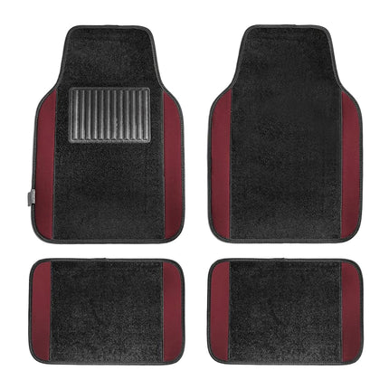 FH Group F14407BURGUNDY Universal Fit Premium Carpet Burgundy Automotive Floor Mats fits most Cars, SUVs, and Trucks with Driver Heel Pad, Full Set