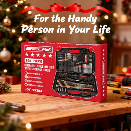 SEDY 246-Piece Ultimate Drill Bit and Driver Set, Premium Quality Drill Bits for Wood Metal Cement Drilling & Screw Driving, Full Combo Kit Assorted in Organized Carrying Case, Reinforced Packaging